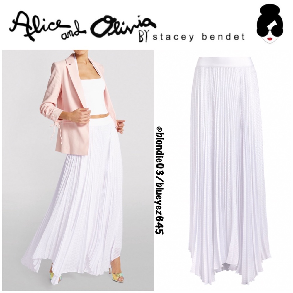 Alice + Olivia Katz Pleated White Skirt 0